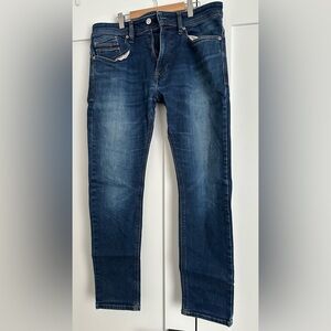 Diesel Men Straight Jeans in Indigo Blue Fade